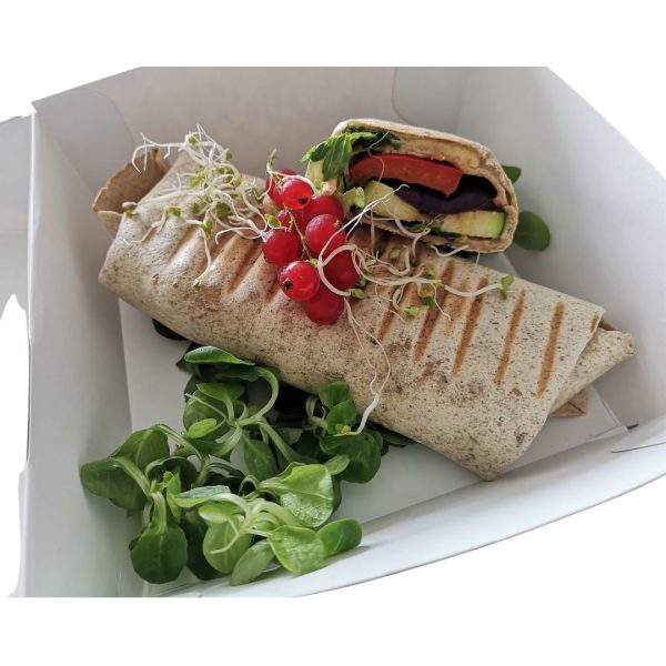 Tortilla z hummusem i grillowanymi warzywami